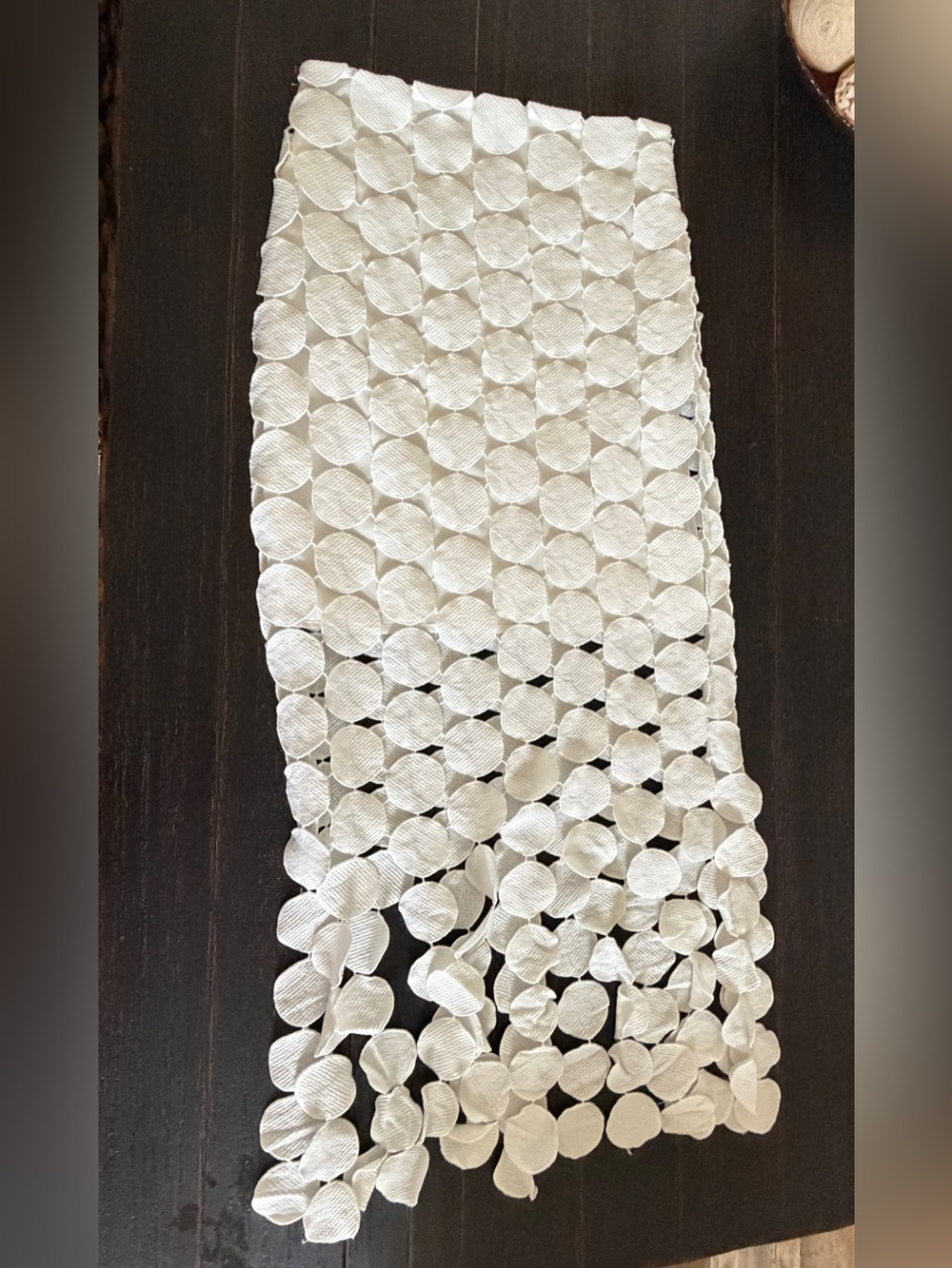 White Circular Appliqué Trim Ribbon - Decorative Fabric Trim